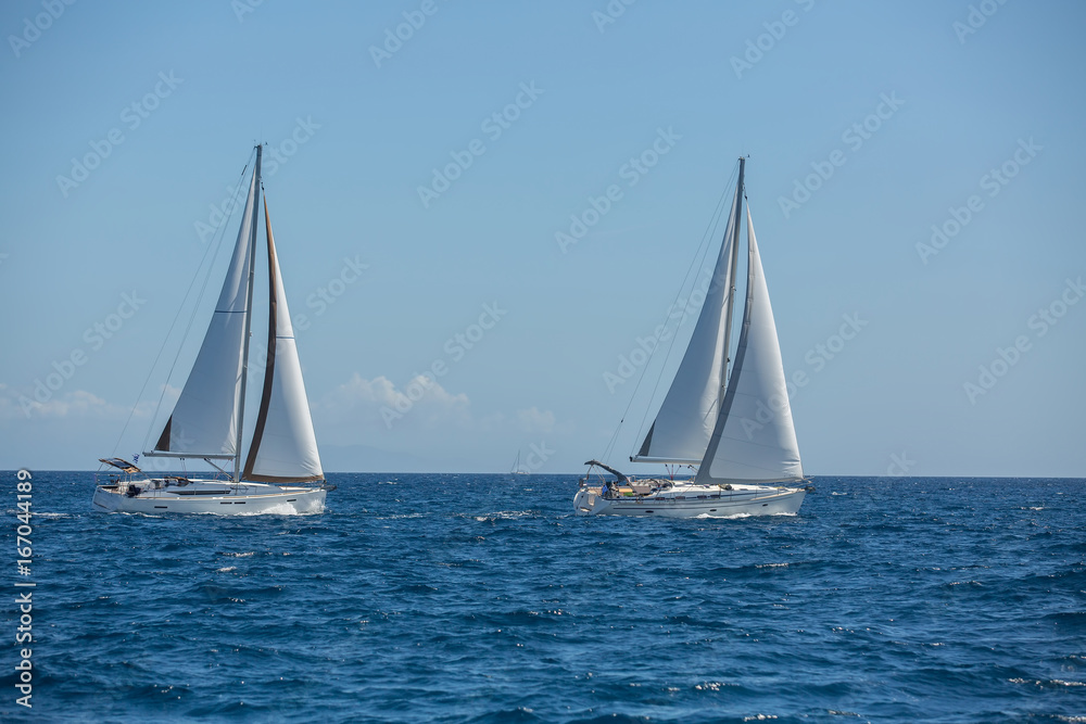 Boats in sailing regatta. Sailing. Luxury yachts.