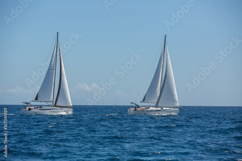 Boats in sailing regatta. Sailing. Luxury yachts.