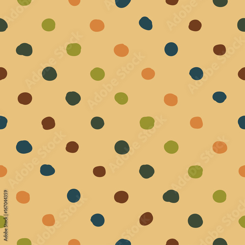 Polka dots Seamless vector pattern, colorful doodle texture. vector