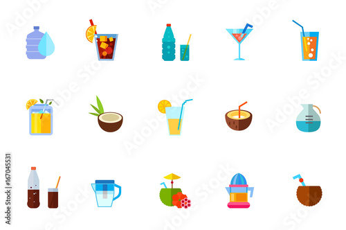 Cocktails icon set