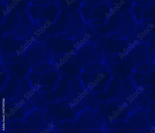 Vector seamless pattern with realistic bubbles. Abstract background. Blue color backdrop.