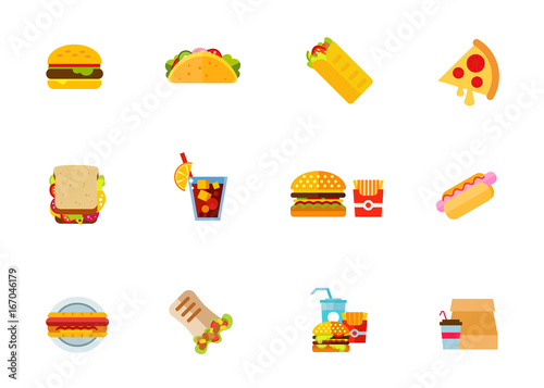 Fast food icon set