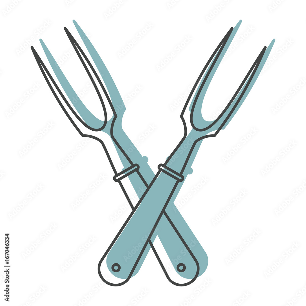 Crossing grill forks in doodle style Crossing grill forks in doodle style