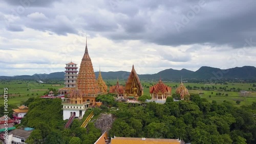 Aerial View from a Drone of Wat Tham Seu Buddhist Temple,The Big Buddha Kanchanaburi, Thailand
 photo