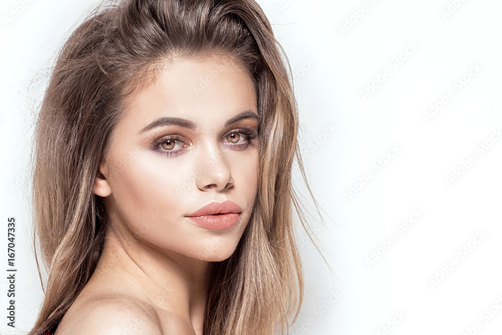 Beauty portrait of attractive girl with glamour makeup. Beauty portrait of attractive girl with glamour makeup.