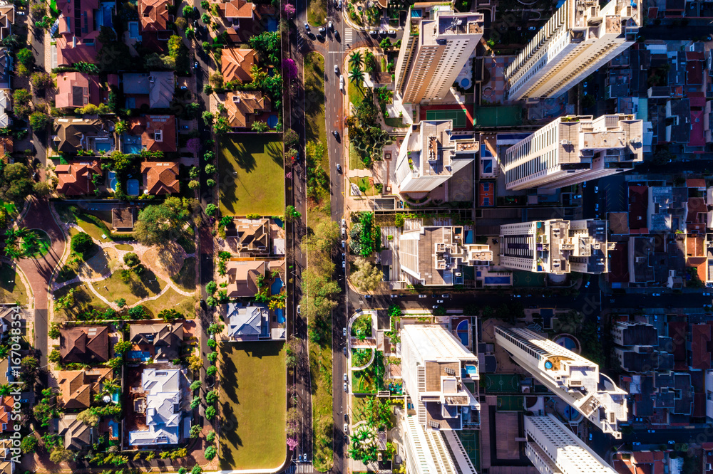 Top View of Ribeirao Preto city in Sao Paulo, Brazil by Drone