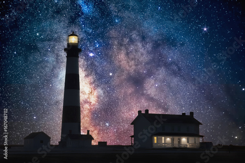 milkyway core over lighthouse, outer banks north carolina