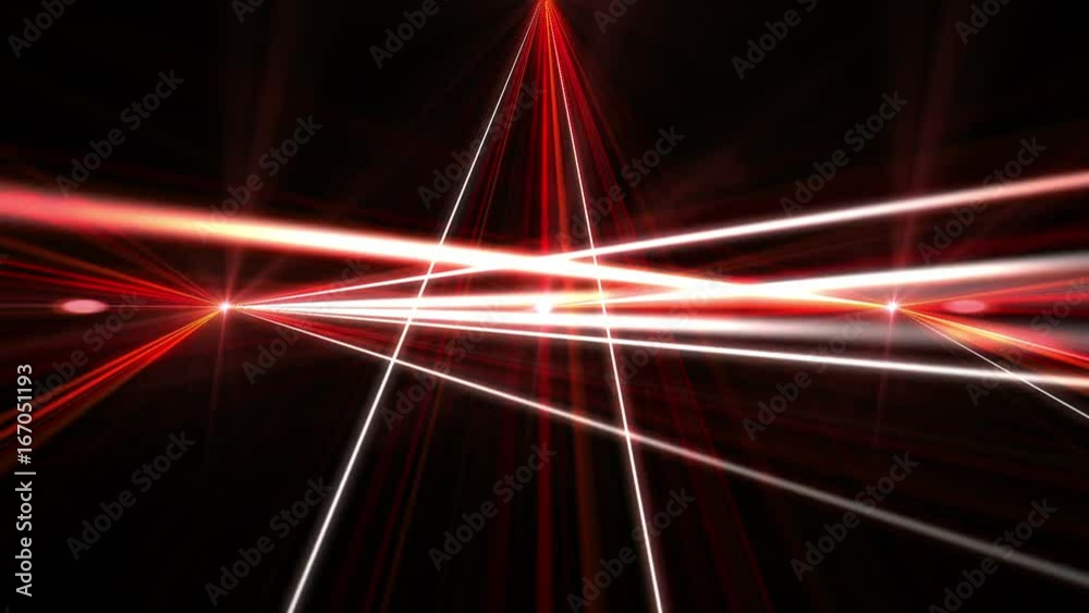 laser show from multi-colored rays of light in dark in disco. warning, laser beams dangerous for camera sensor