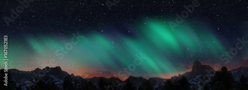 Colorful Northern Lights over starry night sky