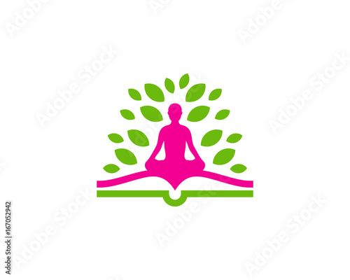 Book Yoga Icon Logo Design Element