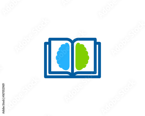 Book Brain Icon Logo Design Element