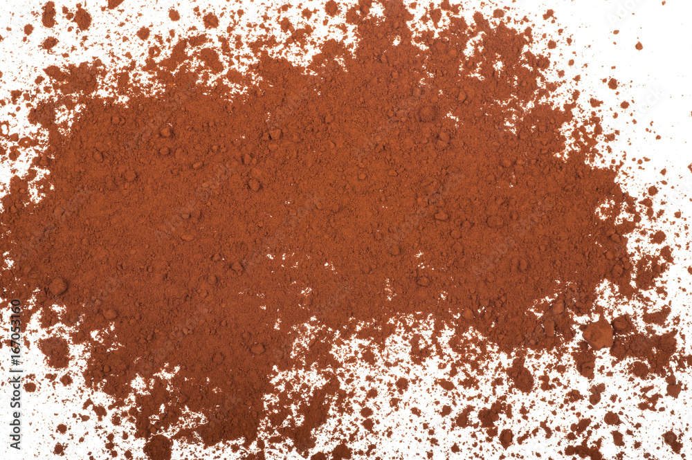 Cocoa powder isolated on a white background Cocoa powder isolated on a white background