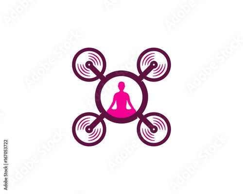 Yoga Drone Icon Logo Design Element