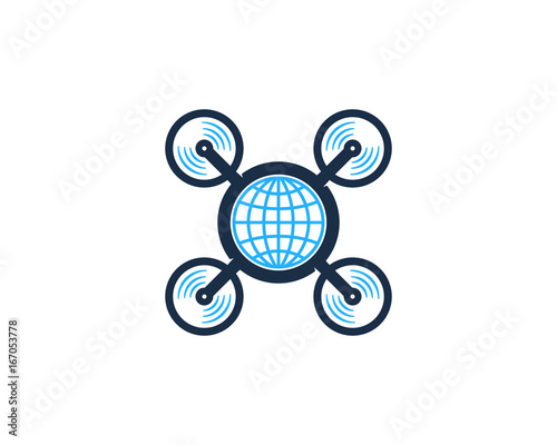 Global Drone Icon Logo Design Element