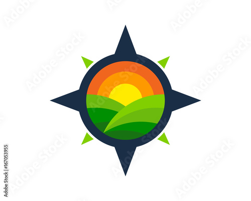 Compass Farm Icon Logo Design Element