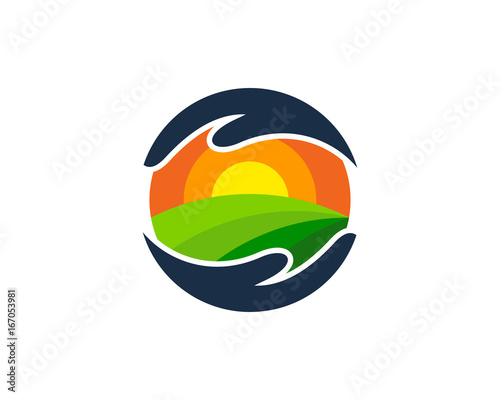 Care Farm Icon Logo Design Element