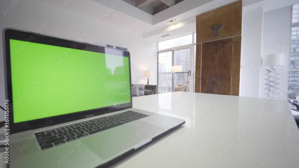 inside modern condo in downtown toronto computer