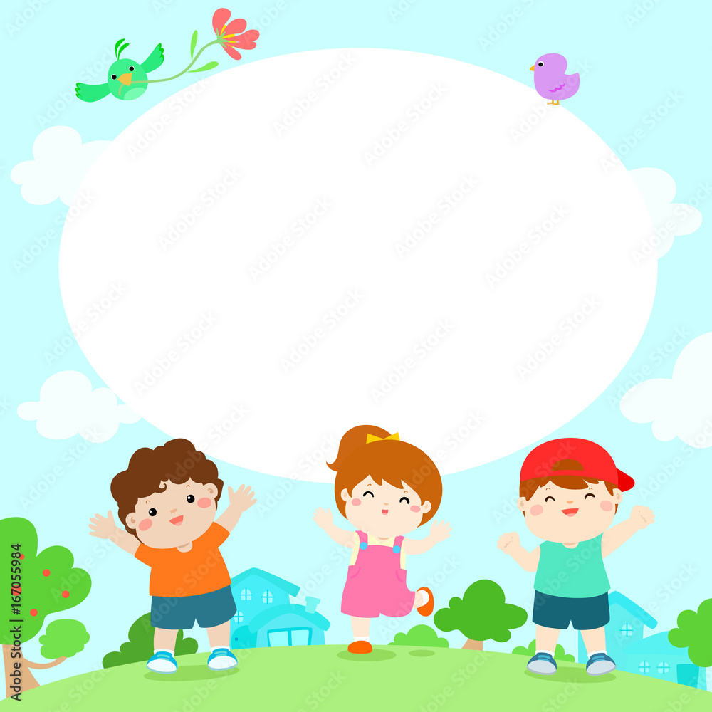 Blank template character smiley kid on the yard vector. Blank template character smiley kid on the yard vector.