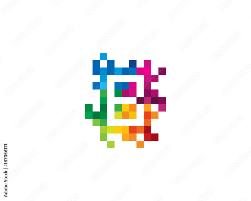 Letter B Pixel Color Mosaic Icon Logo Design Element Letter B Pixel Color Mosaic Icon Logo Design Element