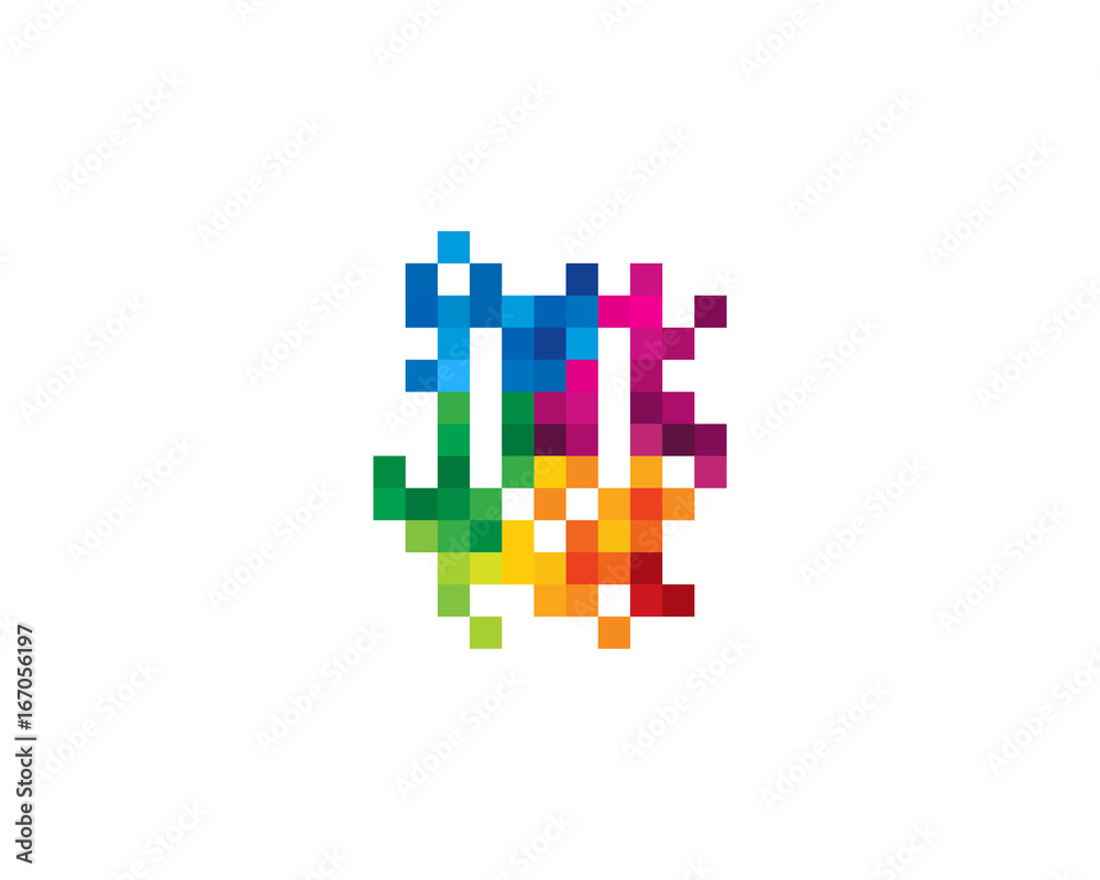 Letter V Pixel Color Mosaic Icon Logo Design Element Letter V Pixel Color Mosaic Icon Logo Design Element