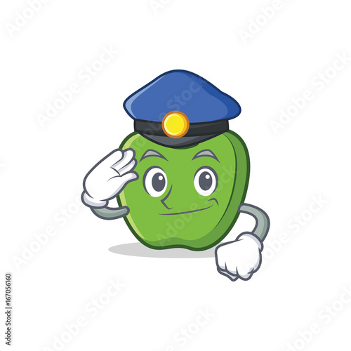 Police green apple character cartoon