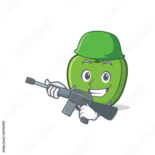 Army green apple character cartoon