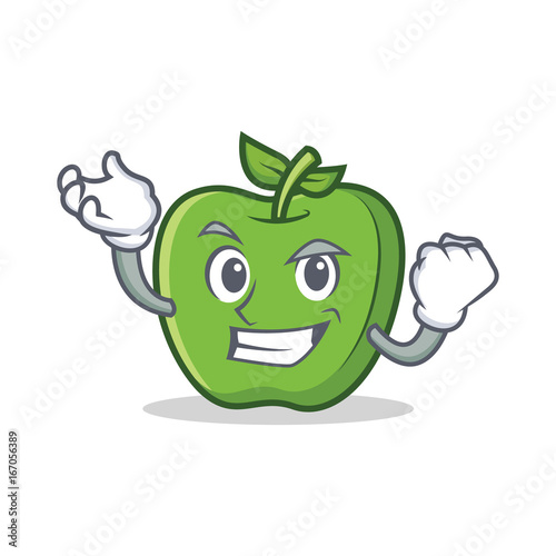 Successful green apple character cartoon