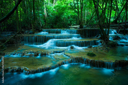 hauy mae kamin waterfalls in kanchaburi thailand