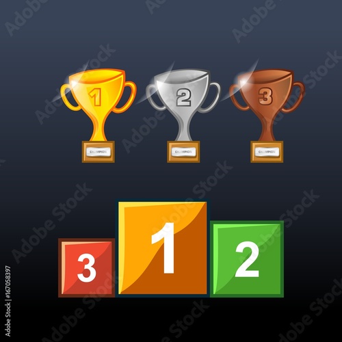 trophy and podium Illustration Logo Vector