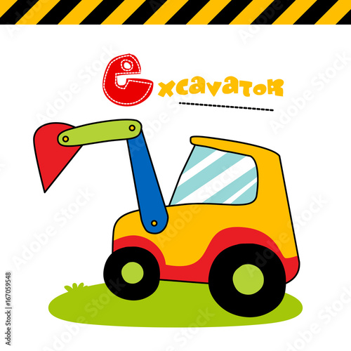 excavator - vector illustration for children.