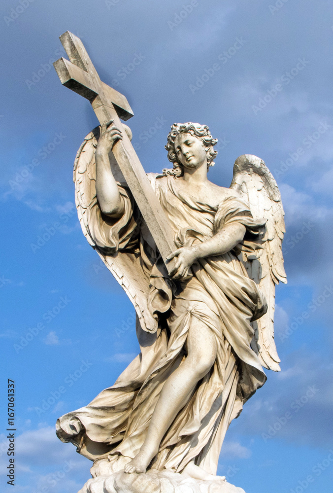 Bernini's marble statue of angel from the Sant'Angelo Bridge in Rome, Italy Bernini's marble statue of angel from the Sant'Angelo Bridge in Rome, Italy