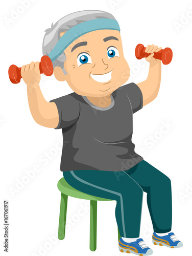 Senior Man Chair Work Out