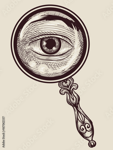 Eye Magnifying Glass Cross Hatching
