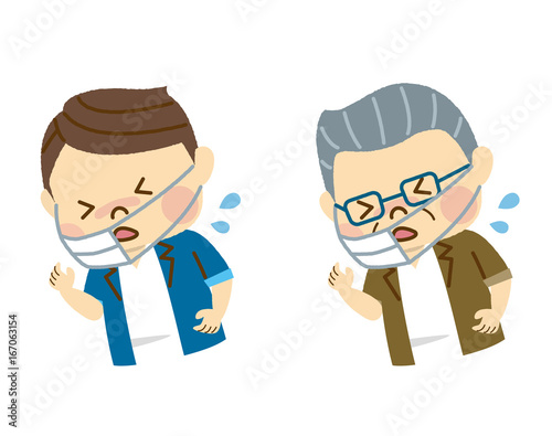  風邪をひく男性