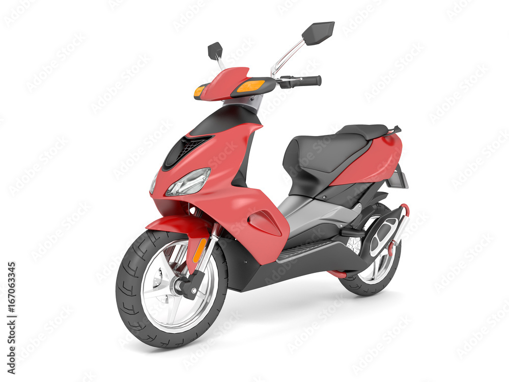 3d render isolated red scooter.