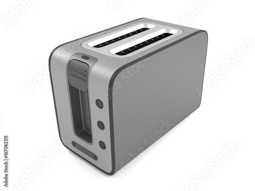 3d render Isolated on a white background gray toaster.