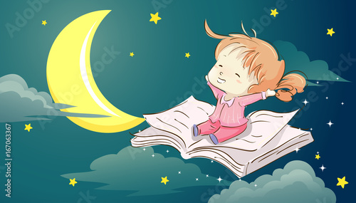 Book Kid Girl Flying Dream