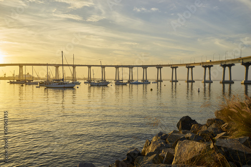 view from Coronado Island towards the Coronado Bridge
