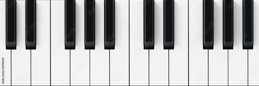 Fototapeta Białe i czarne tło klawiszy fortepianu. Ilustracja 3D