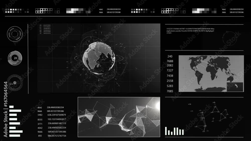 Future concept virtual touch user interface HUD with a world map ...