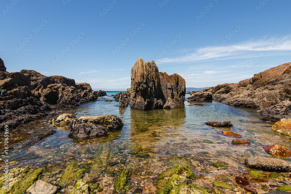 Cala en la Playa de las Furnas, Porto do Son, La Coruña, Galicia.