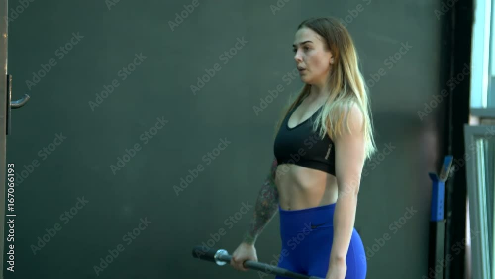 Sports girl kneading before training Sports girl kneading before training