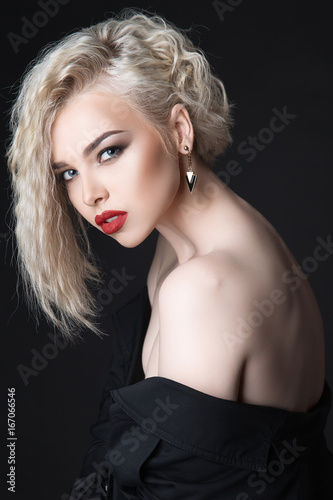 Girl with colored hair and make-up