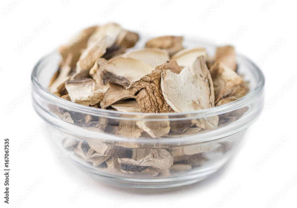 Dried Mushrooms isolated on white background Dried Mushrooms isolated on white background