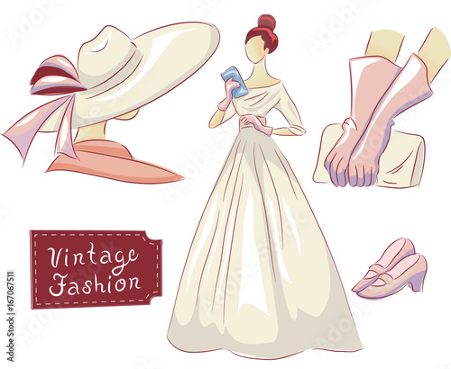Girl Mannequin Vintage Fashion Elements