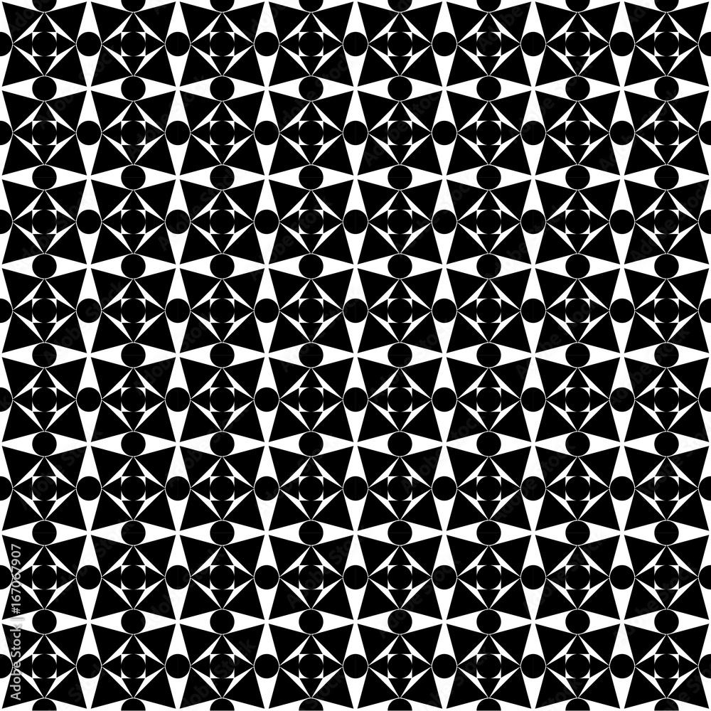 Geometric vector black and white seamless pattern