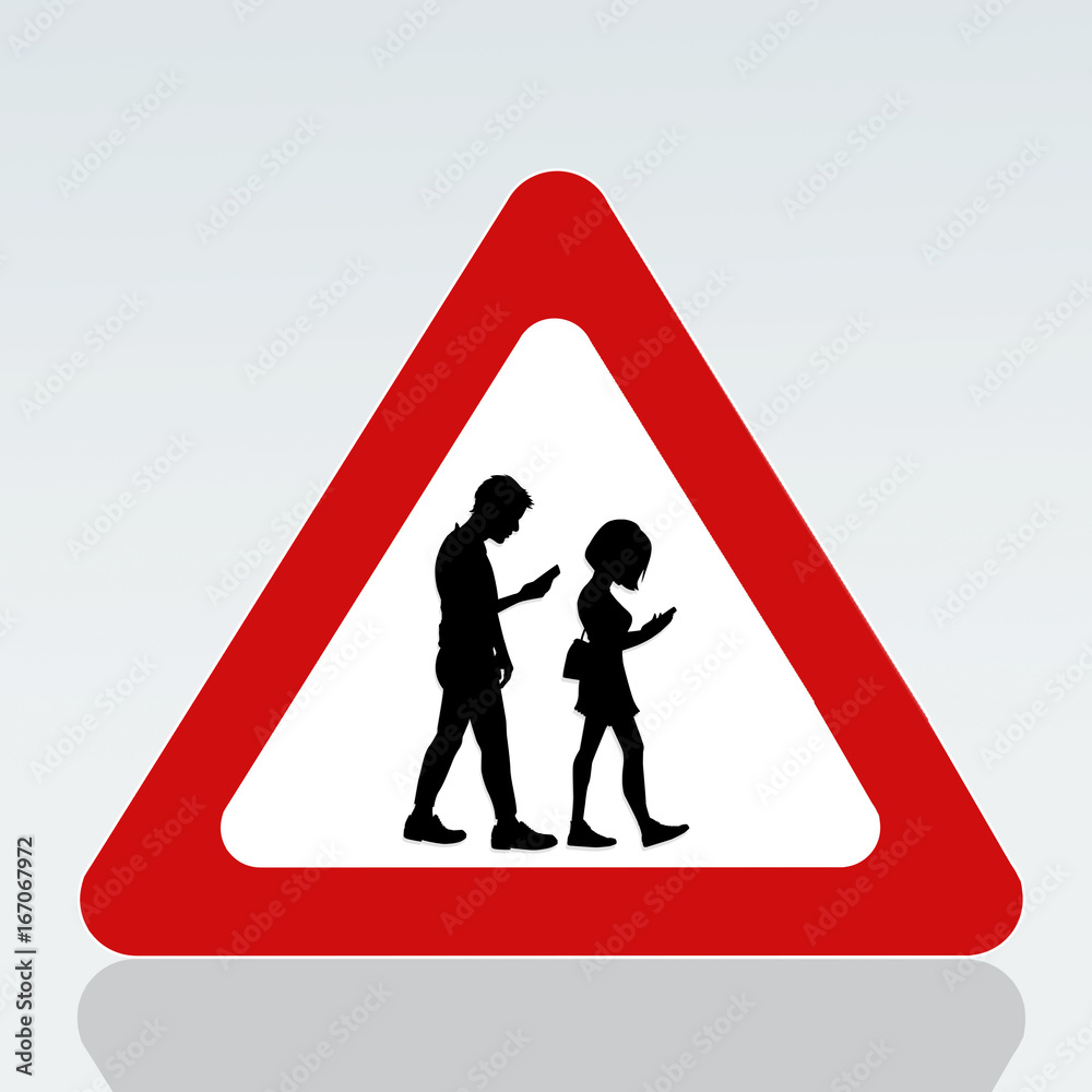 prohibition for walking with smartphone on the road signal prohibition for walking with smartphone on the road signal