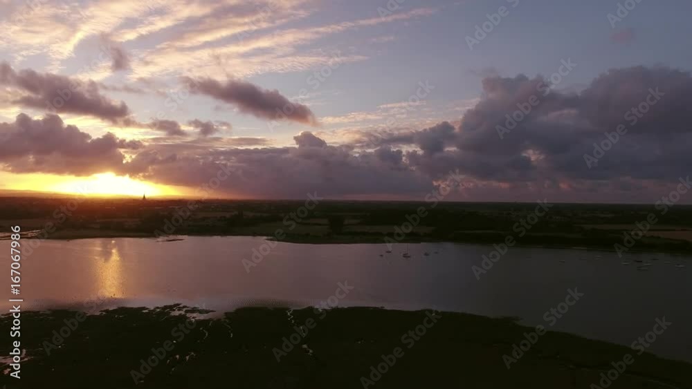 Aerial hyperlapse over the south coast of England at sunrise. Aerial hyperlapse over the south coast of England at sunrise.