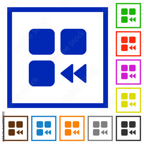 Component fast backward flat framed icons