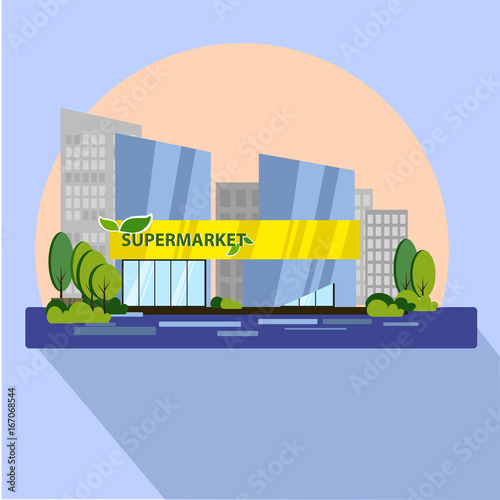 vector illustration of a Supermarket shop Store, modern building design